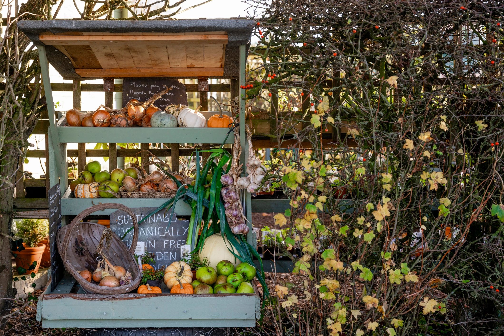 Rustic farm stand with fresh produce